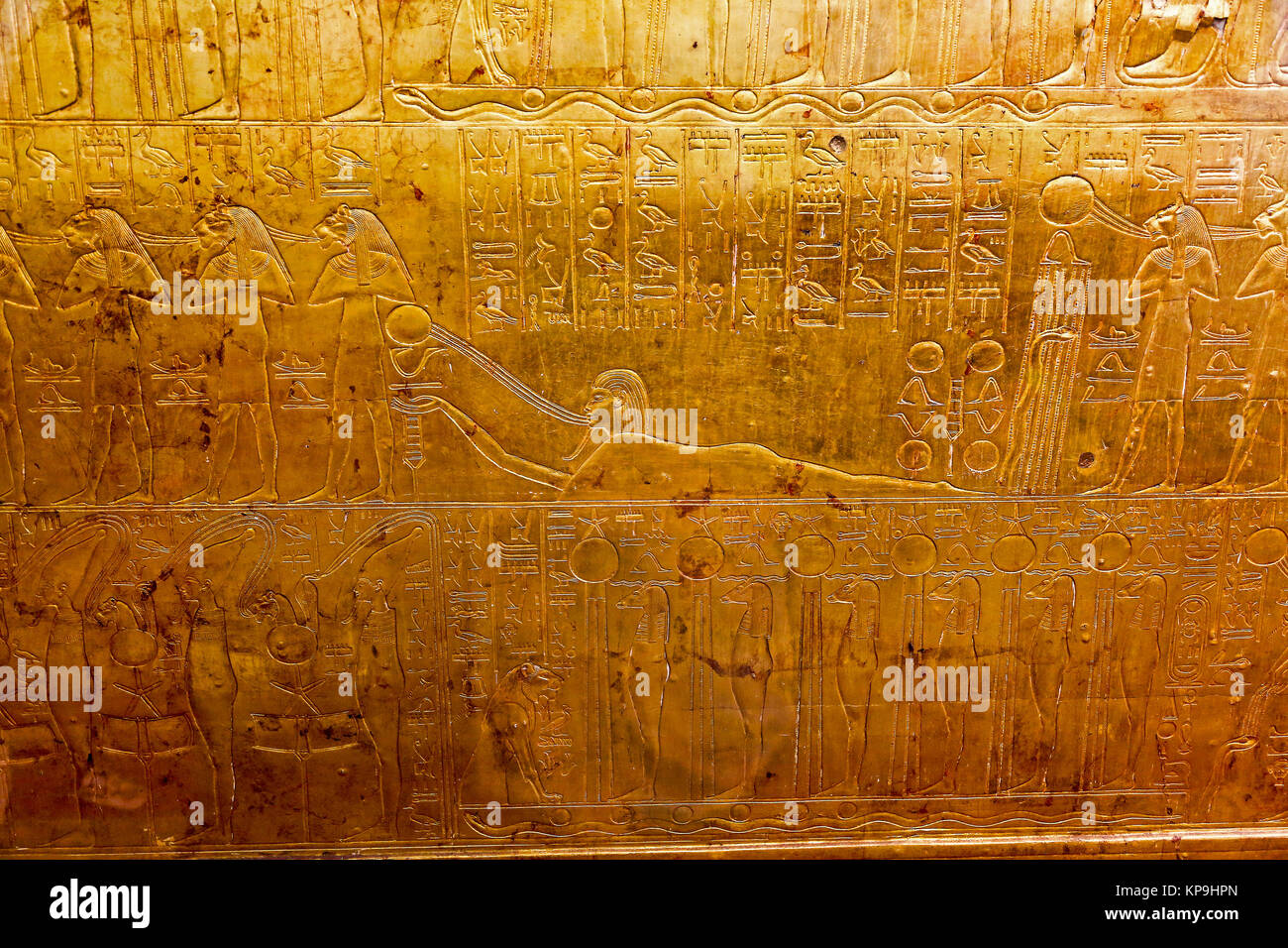 Inscriptions from The Book of the Dead on the second outermost golden ...
