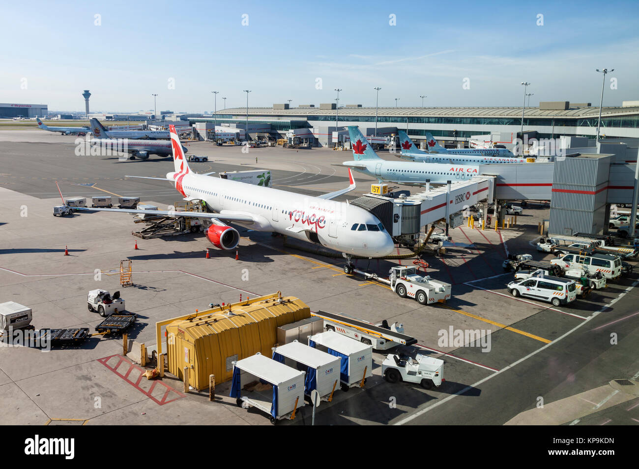 Toronto, Canada - Oct 22, 2017: Air Canada and rouge airplanes at the Toronto Pearson International Airport, Canada Stock Photo
