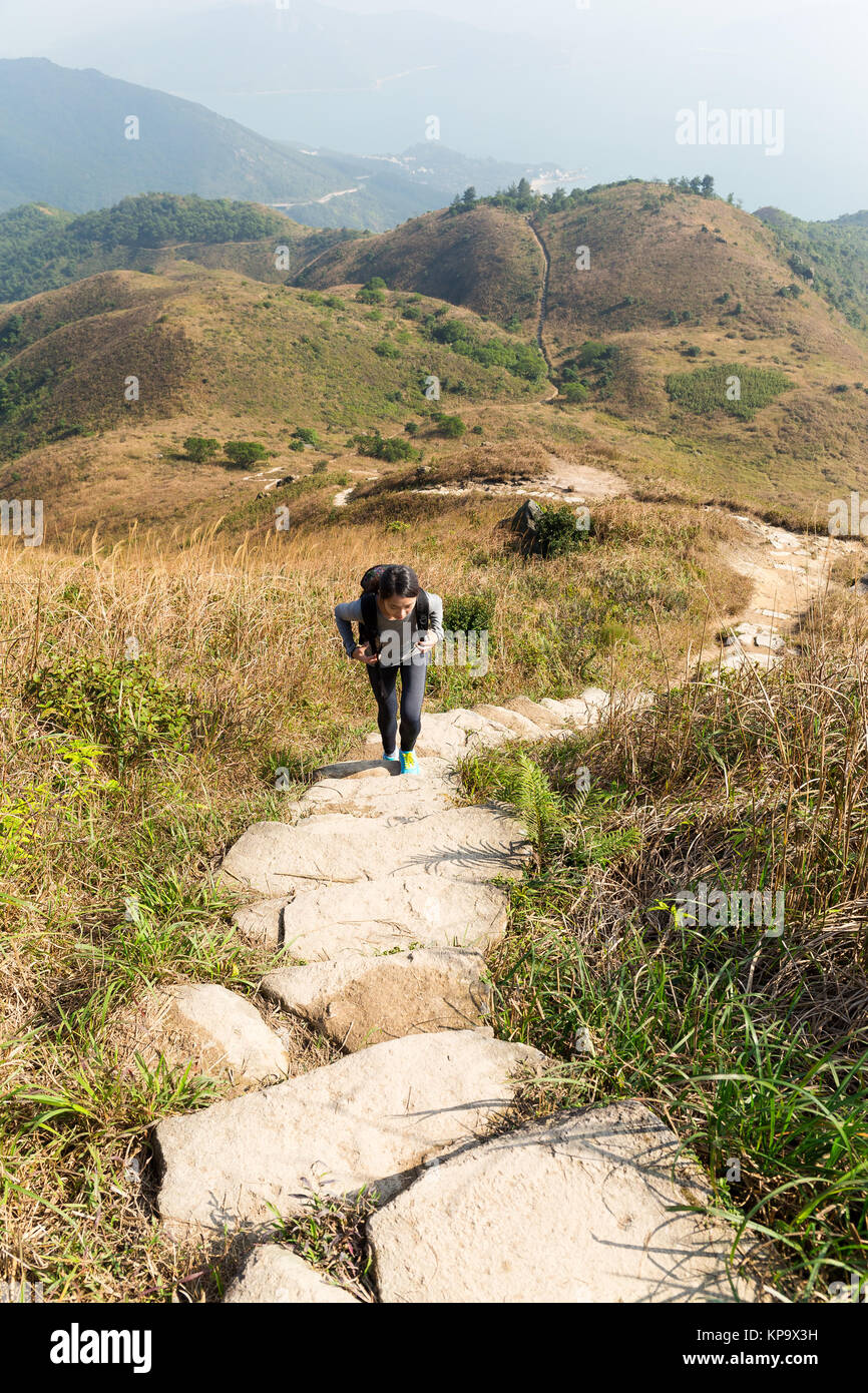 Asian Woman go for hiking at mountain Stock Photo - Alamy