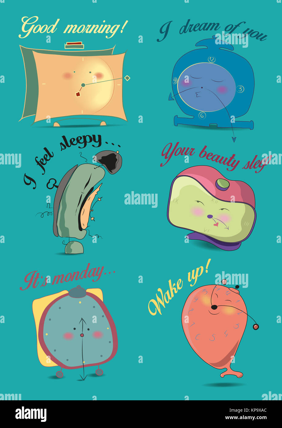 Funny alarm clocks. Vector Illustration Stock Photo Alamy