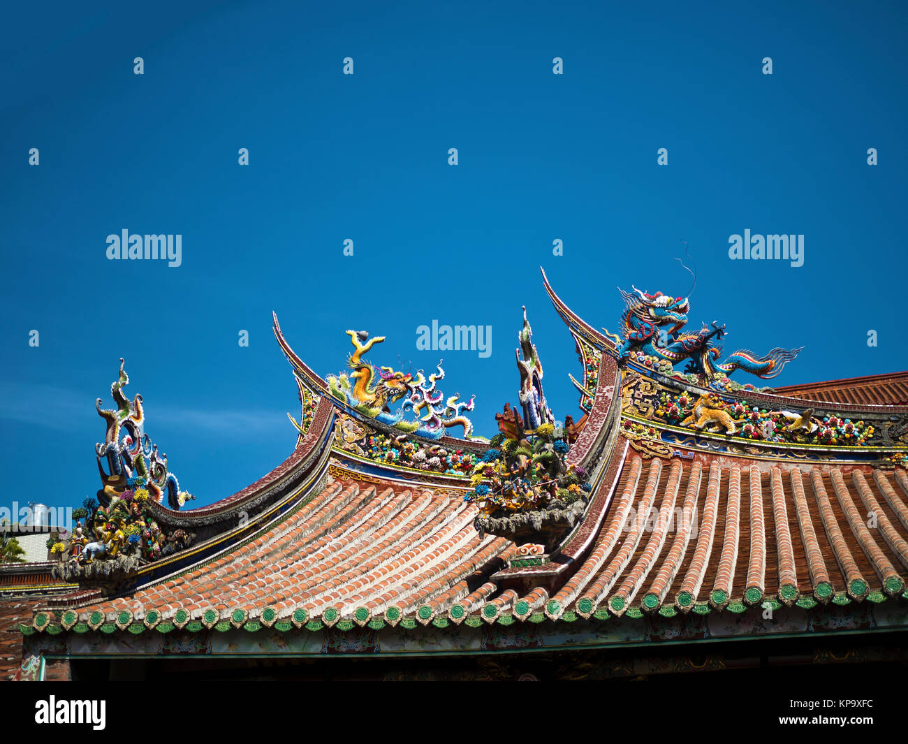 beautiful chinese temple roof in Taipei,Taiwan Stock Photo