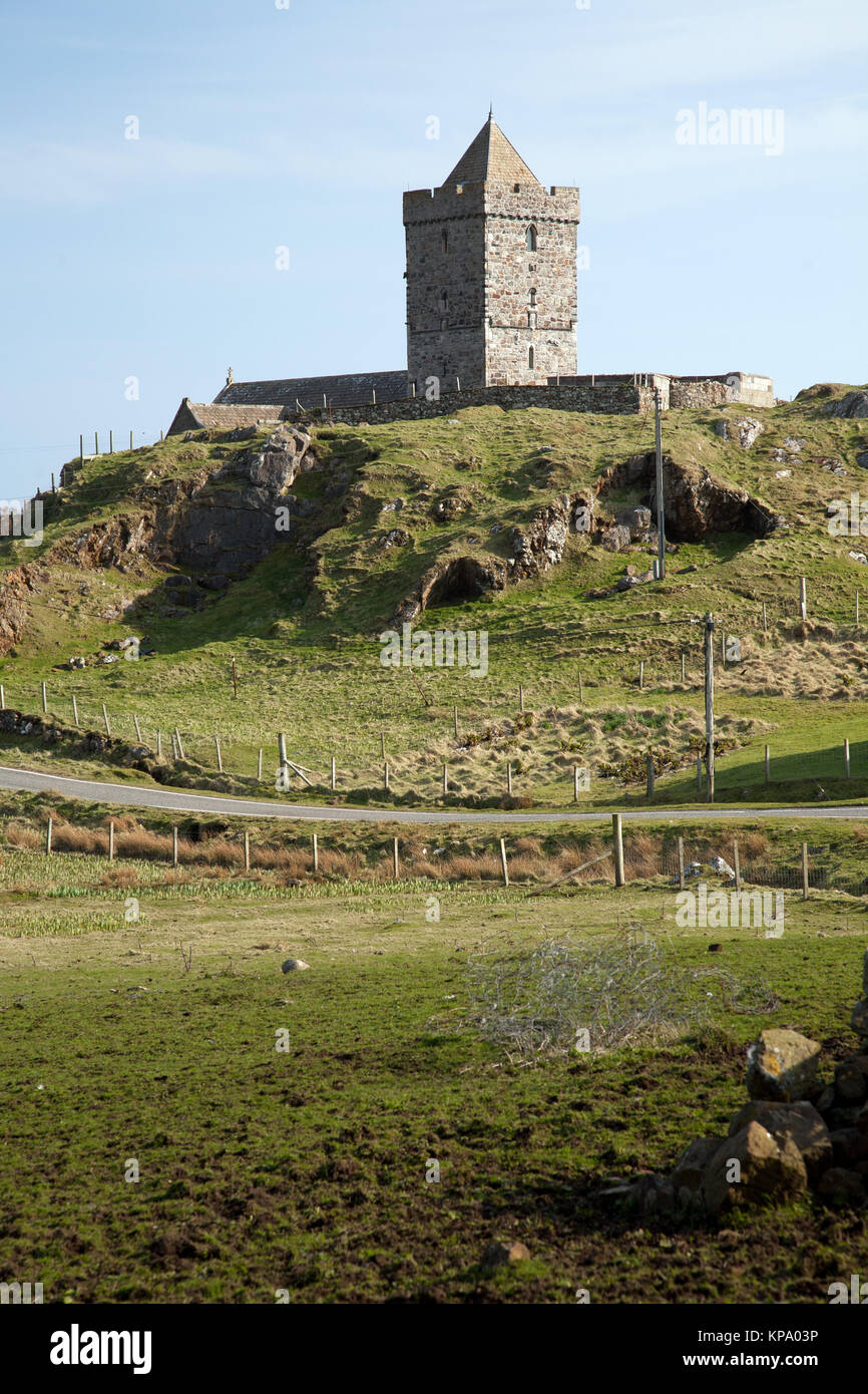St. Clement's Church, a late fifteenth-century or early sixteenth-century church in Rodel, Isle of Harris, Scotland. Stock Photo