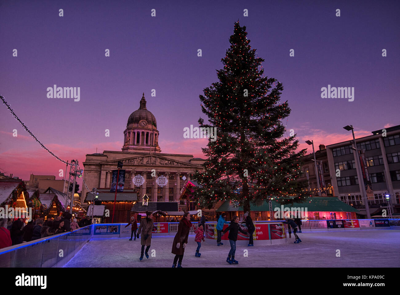 Sunset over the Winter Wonderland in the Old Market Square, Nottingham