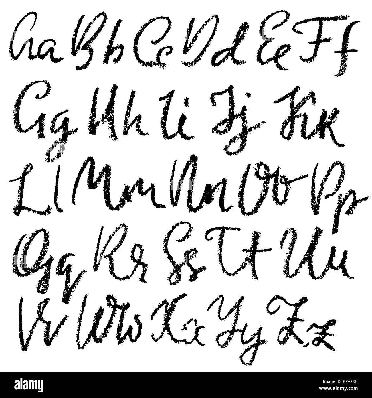 Handwritten vector chalked alphabet. Imitation texture of chalk. Modern