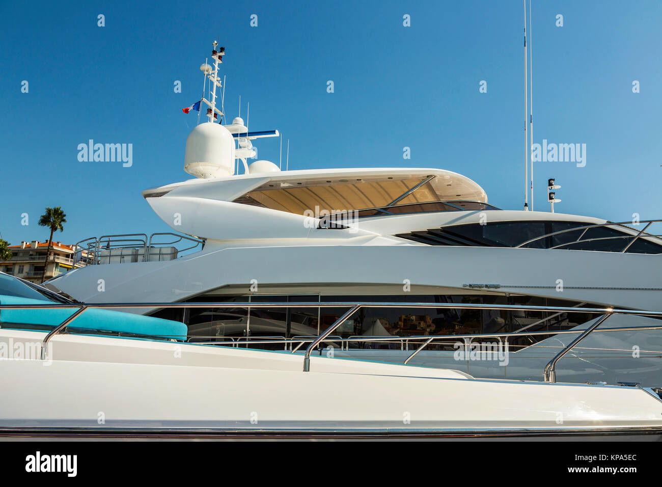 Luxury Yacht anchored in Port Pierre Canto at the Boulevard de la