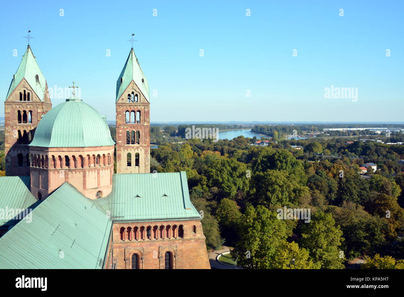 view from the observation deck of the speyer cathedral Stock Photo