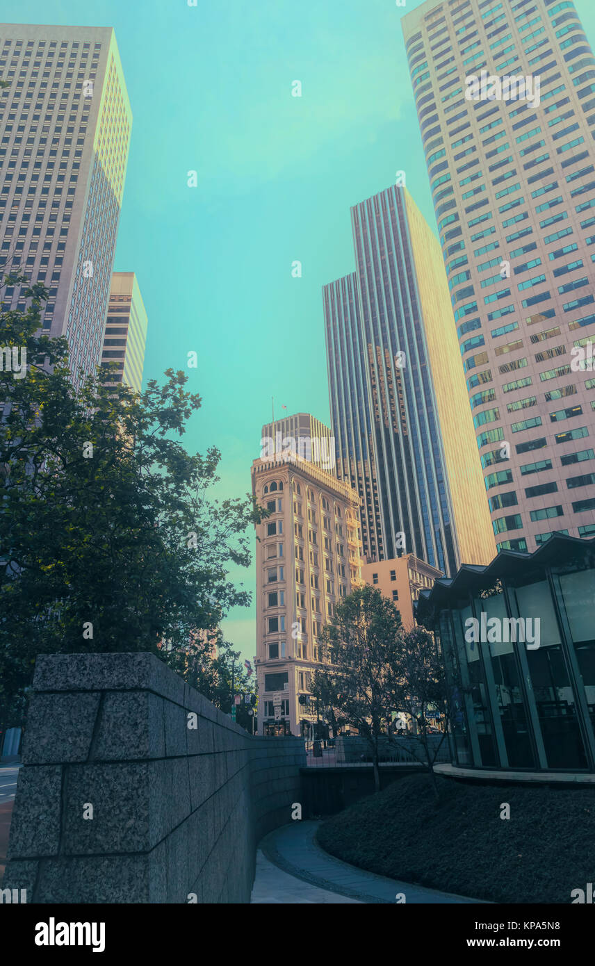 San Francisco high rises, California, United States. Image processed ...