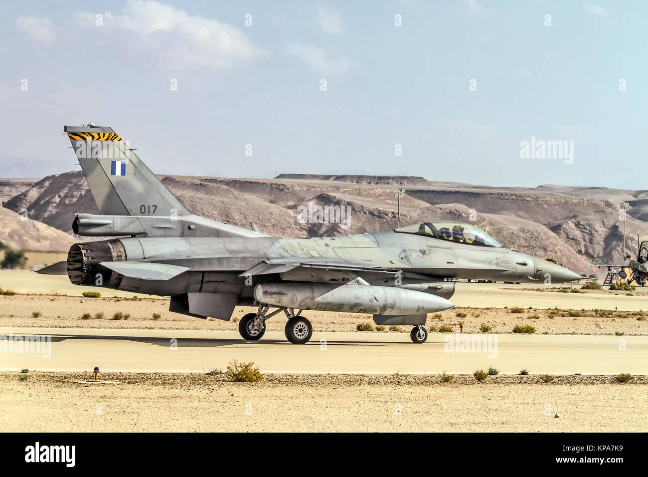 Greek Air Force General Dynamics F-16C Block 52+ Ready for take off. Photographed at the  “Blue-Flag” 2017, an international aerial training exercise  Stock Photo