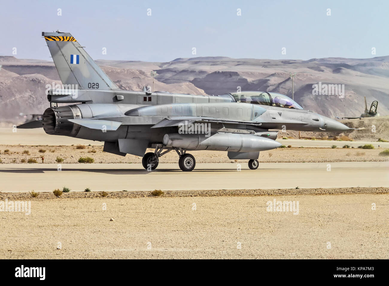 Greek Air Force General Dynamics F-16D Block 52+ Ready for take off. Photographed at the  “Blue-Flag” 2017, an international aerial training exercise  Stock Photo