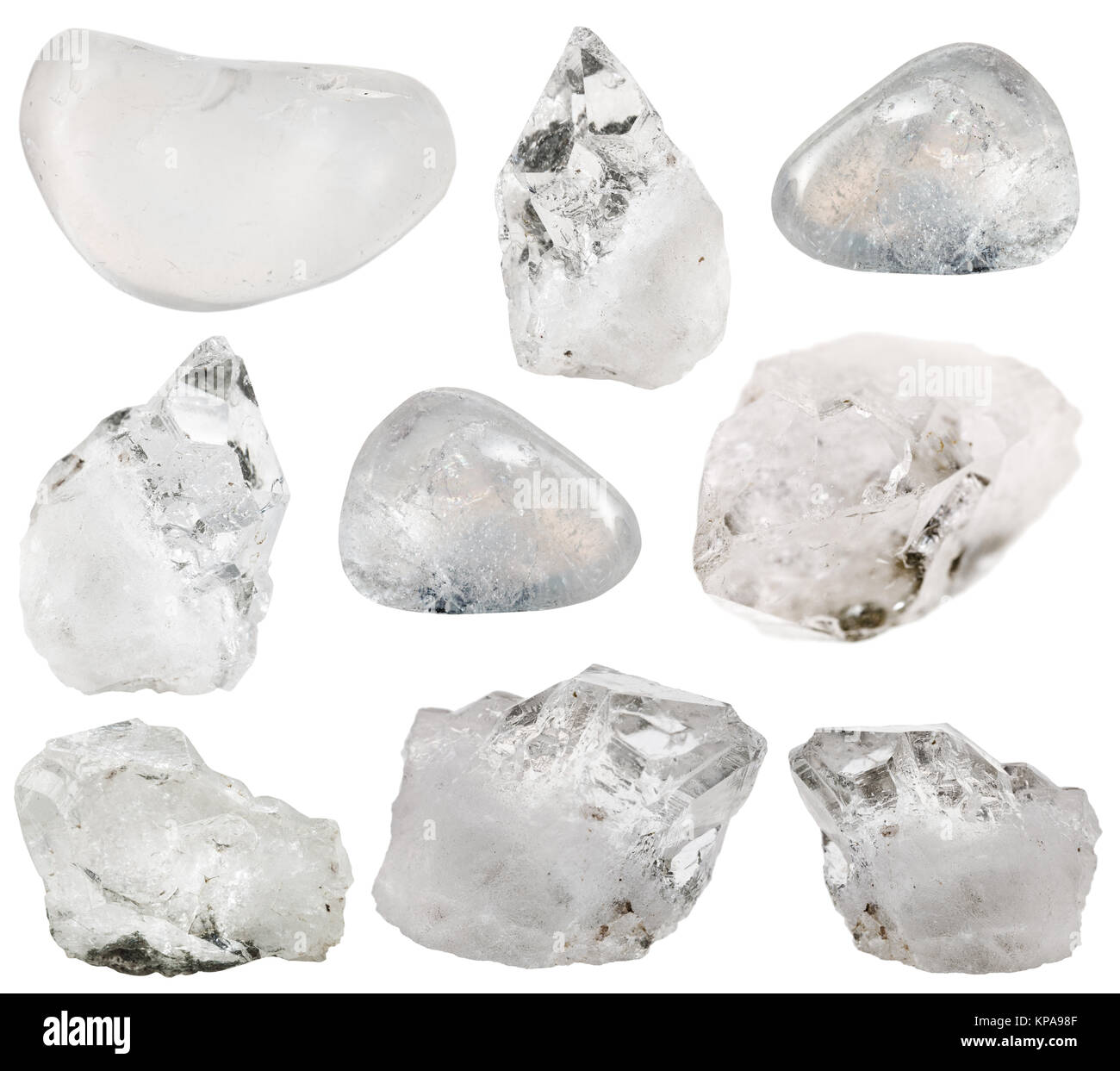 rock crystal (clear quartz) stone and tumbled gems Stock Photo Alamy