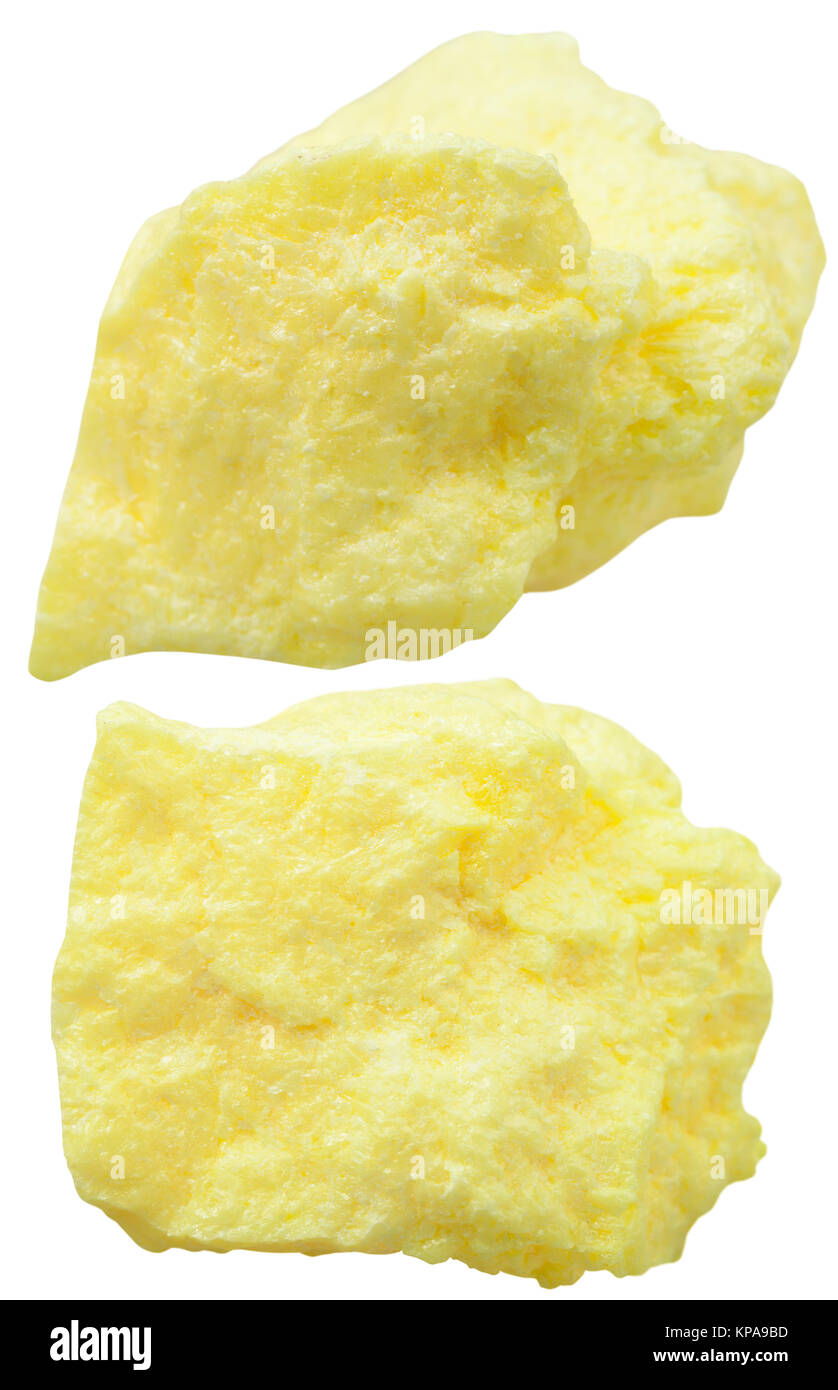 two brimstone (sulfur, sulphur) mineral stones Stock Photo Alamy