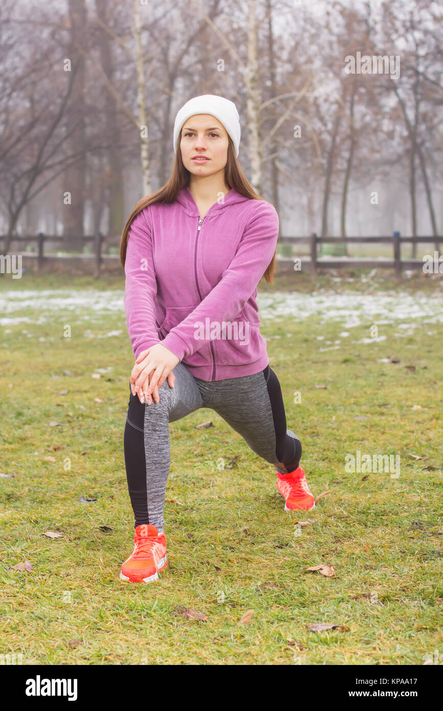 Fitness Woman Outdoor Exercise Stock Photo