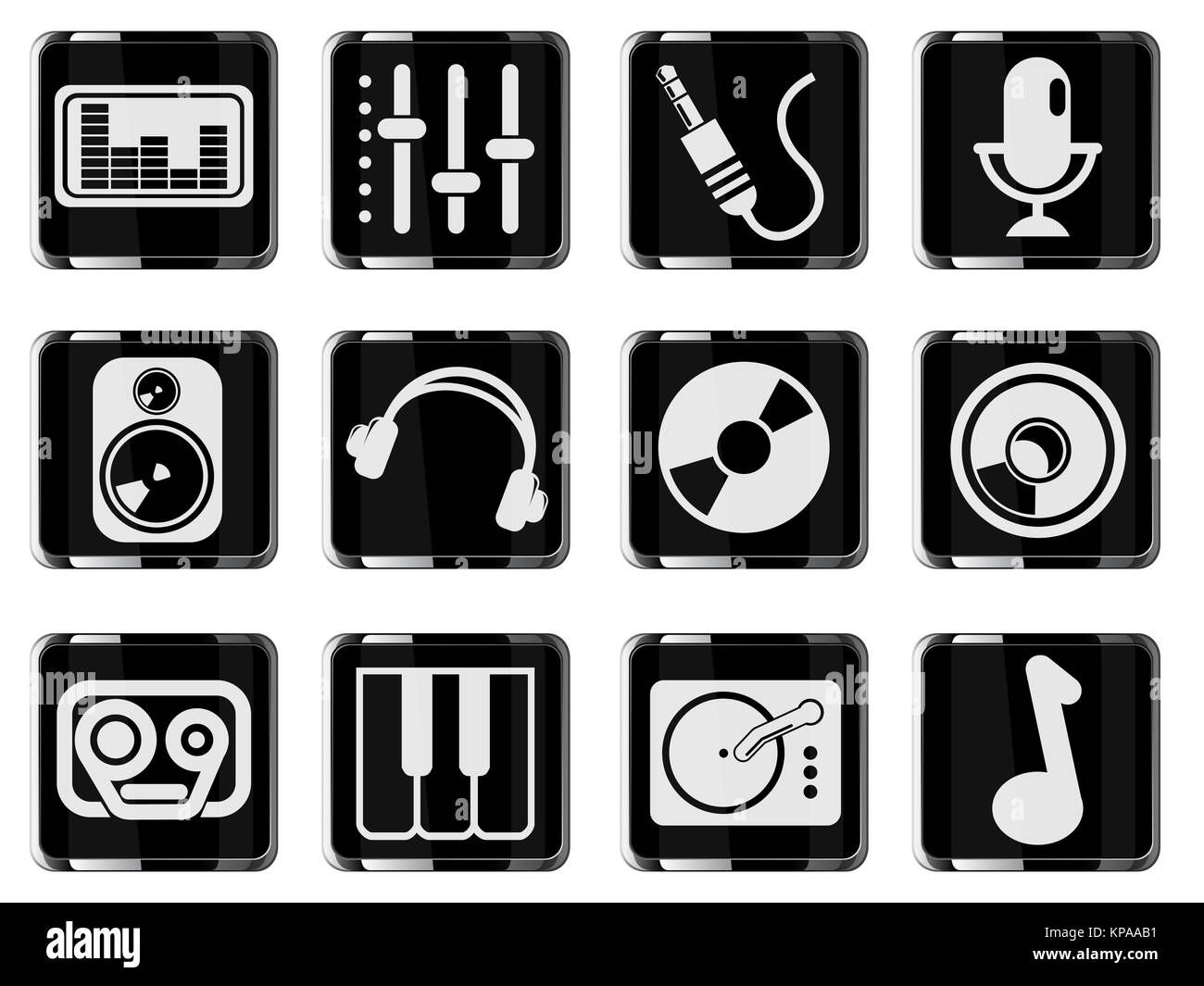 Audio and music simple vector icons Stock Photo - Alamy
