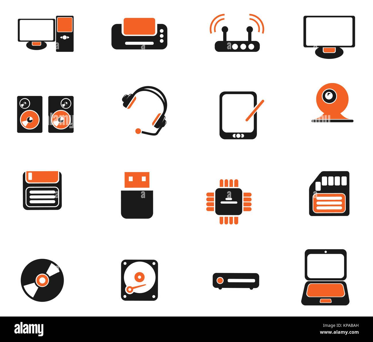 Computer equipment simple vector icons Stock Photo - Alamy
