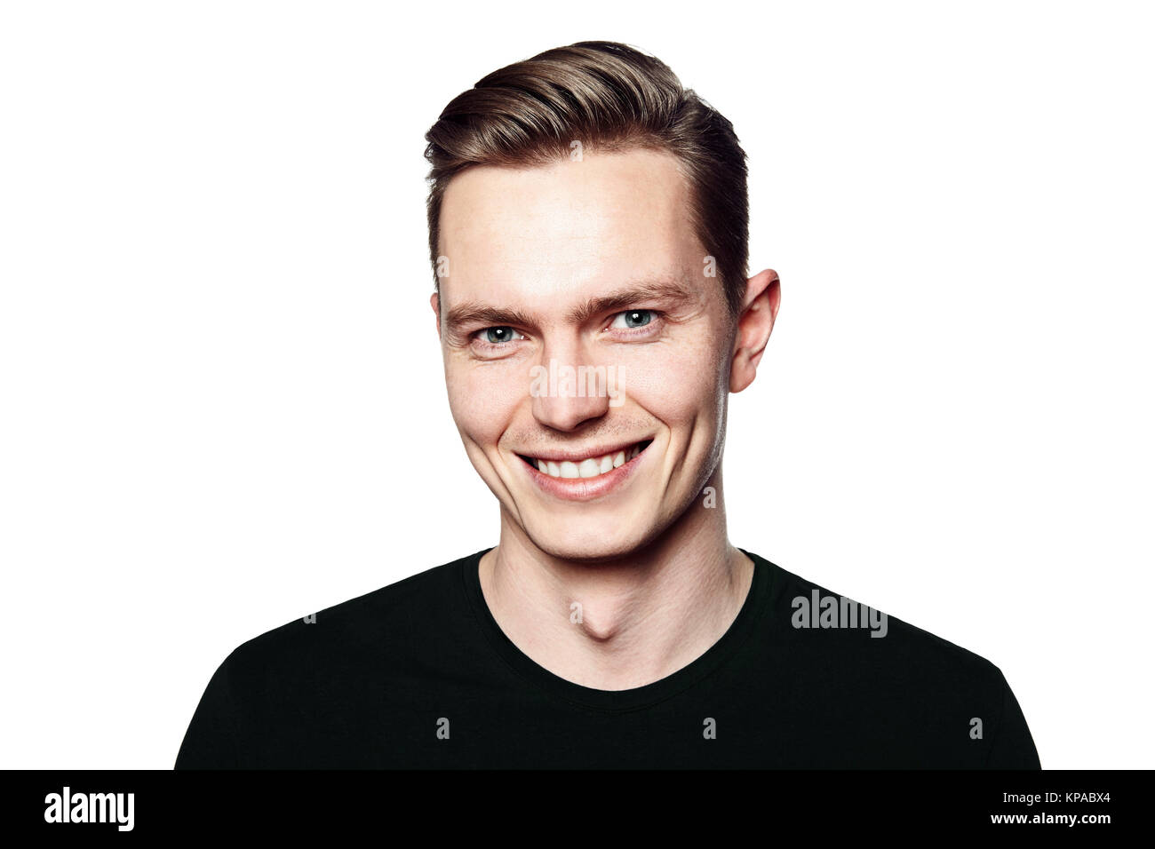 Portrait of young man smiling to camera Stock Photo - Alamy