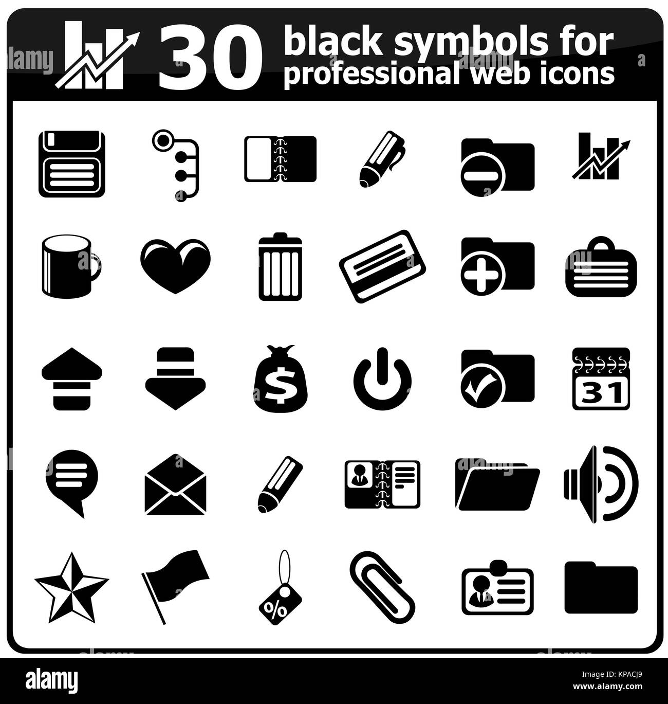 30 black office icons Stock Photo Alamy
