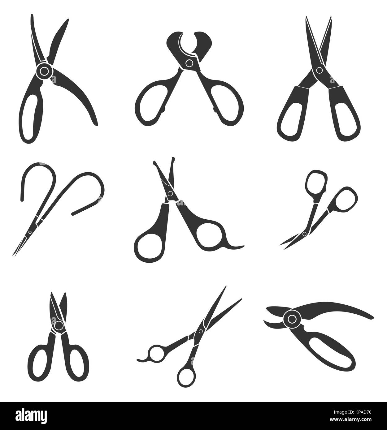 Scissors Silhouette Icons Stock Photo - Alamy
