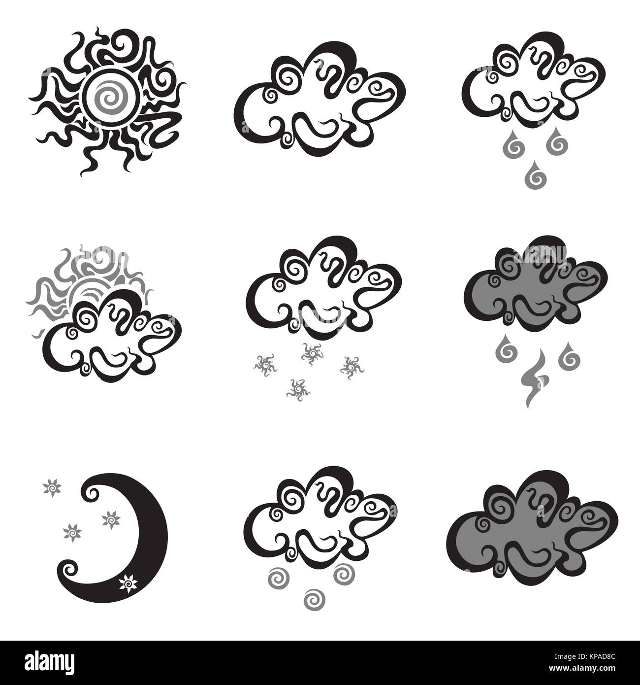 Weather simple vector icons Stock Photo - Alamy