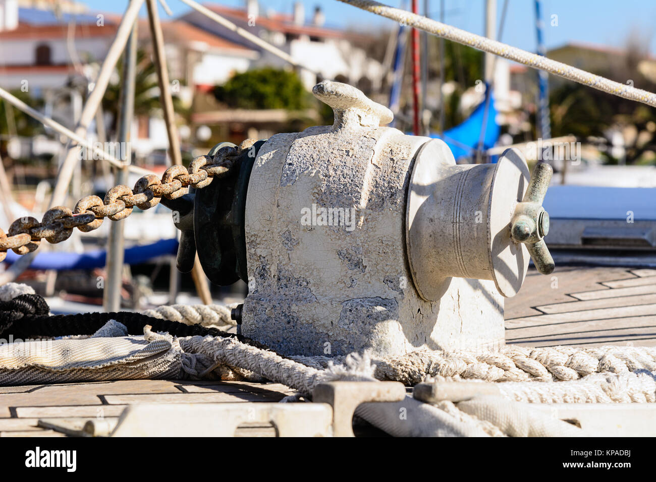Anchor Windlass Yacht Stock Photo Alamy