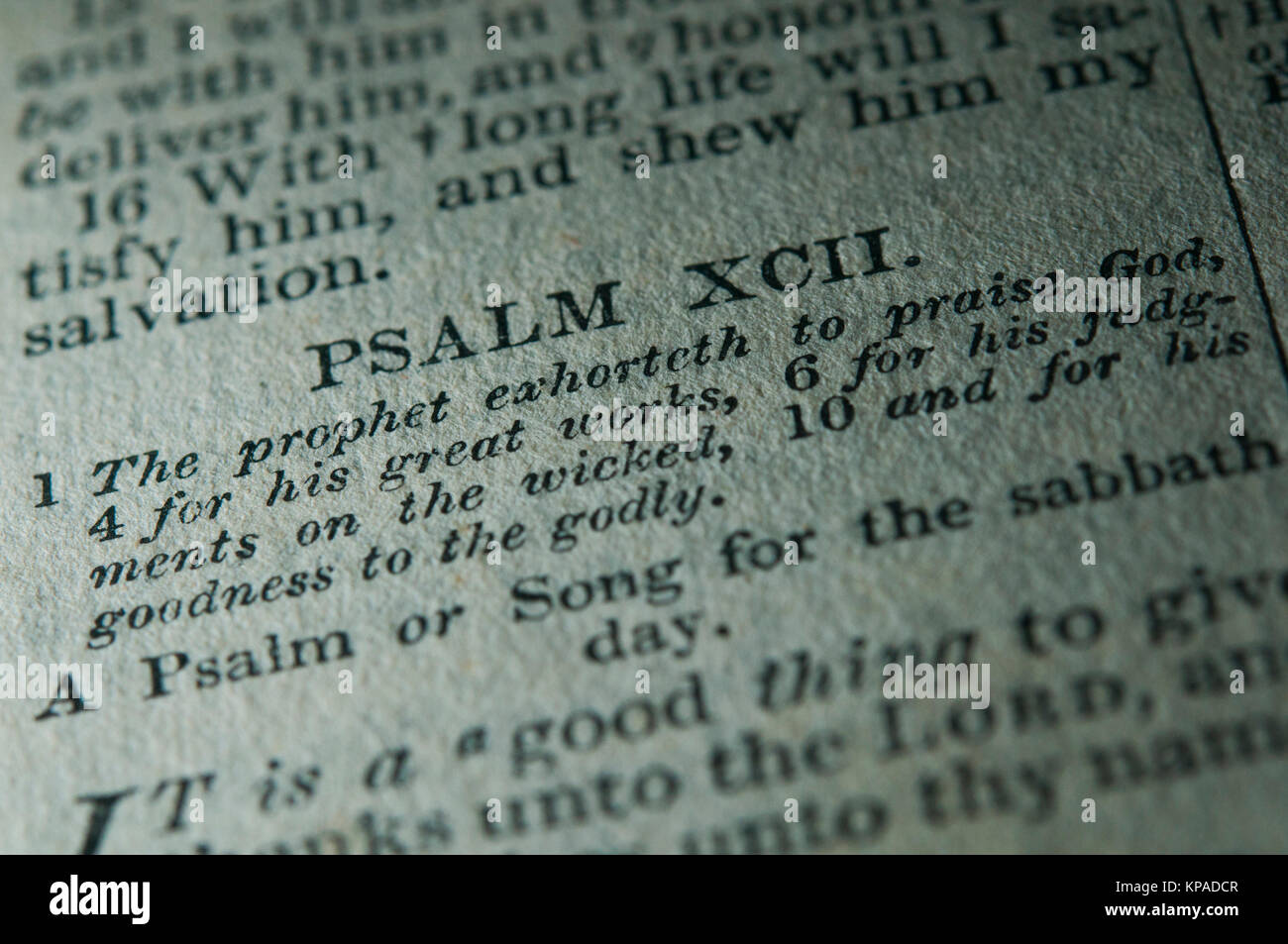 detail of a Holy Bible page Stock Photo - Alamy