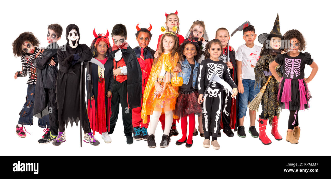 Group of kids in Halloween/Carnaval costumes isolated Stock Photo - Alamy