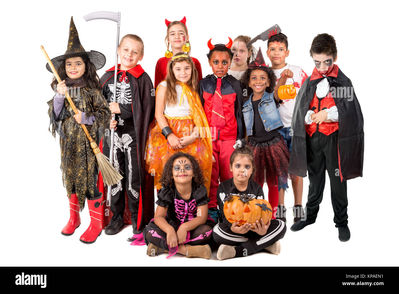 Group of kids in Halloween/Carnaval costumes isolated Stock Photo - Alamy