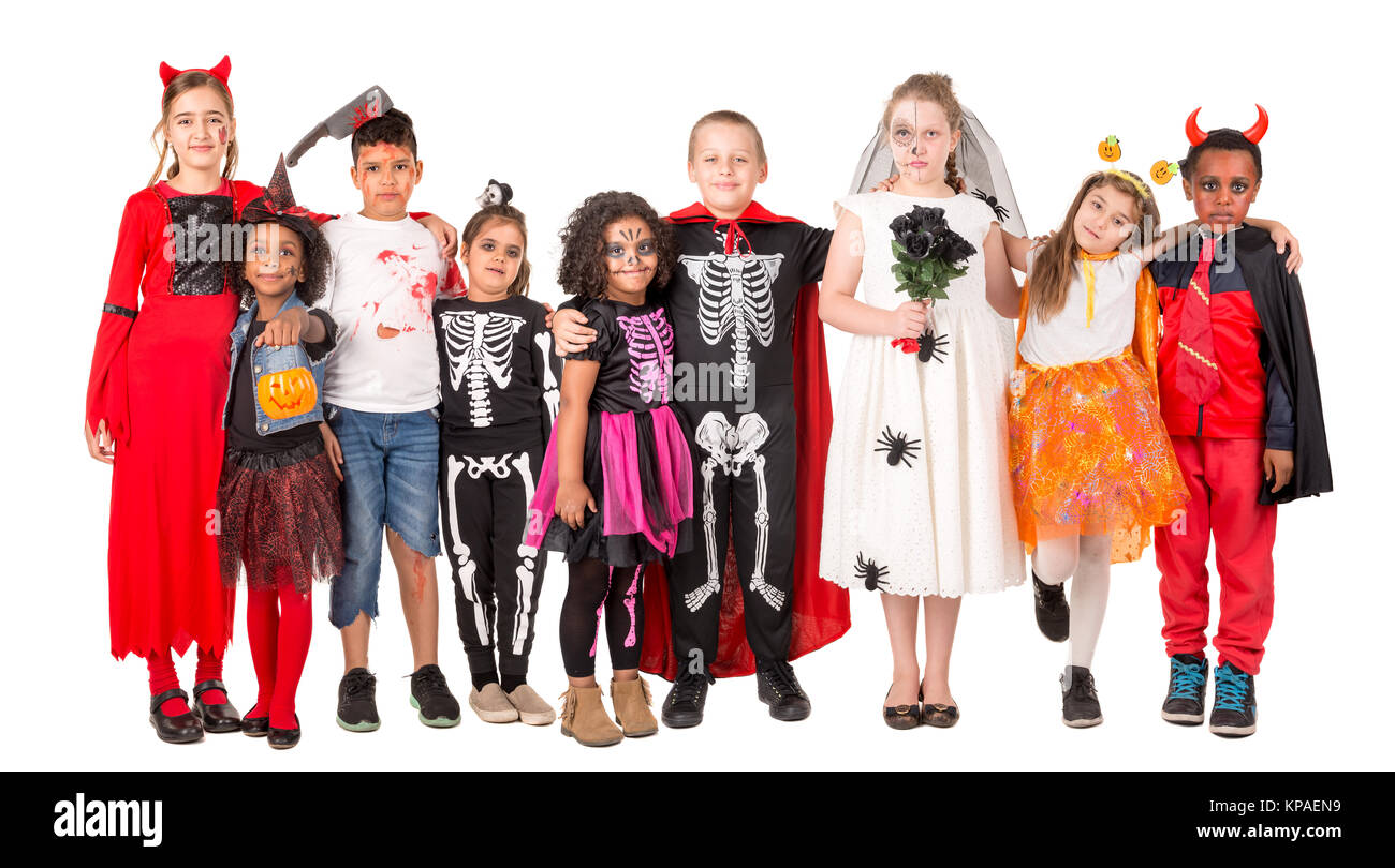 Group of kids in Halloween/Carnaval costumes isolated Stock Photo - Alamy