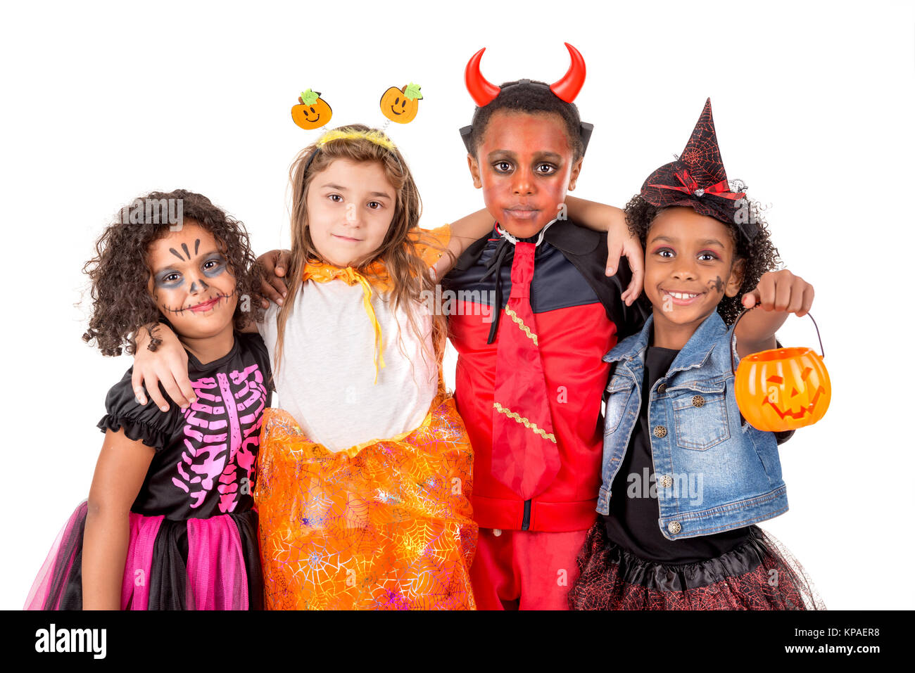 Group of kids in Halloween/Carnaval costumes isolated Stock Photo - Alamy