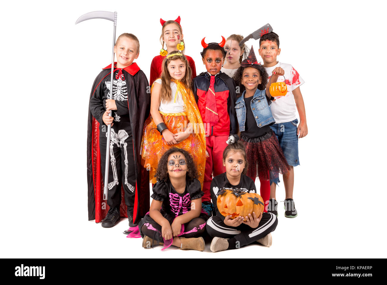 Group of kids in Halloween/Carnaval costumes isolated Stock Photo - Alamy