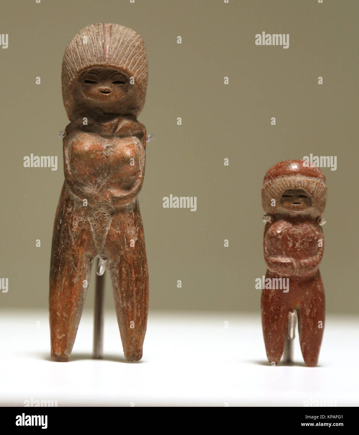 Pre-Inca era. Valdivia culture. Ecuador 3500-1800 BC. Ceramic female figurine. Museum of Cutures of the World.  Spain Stock Photo