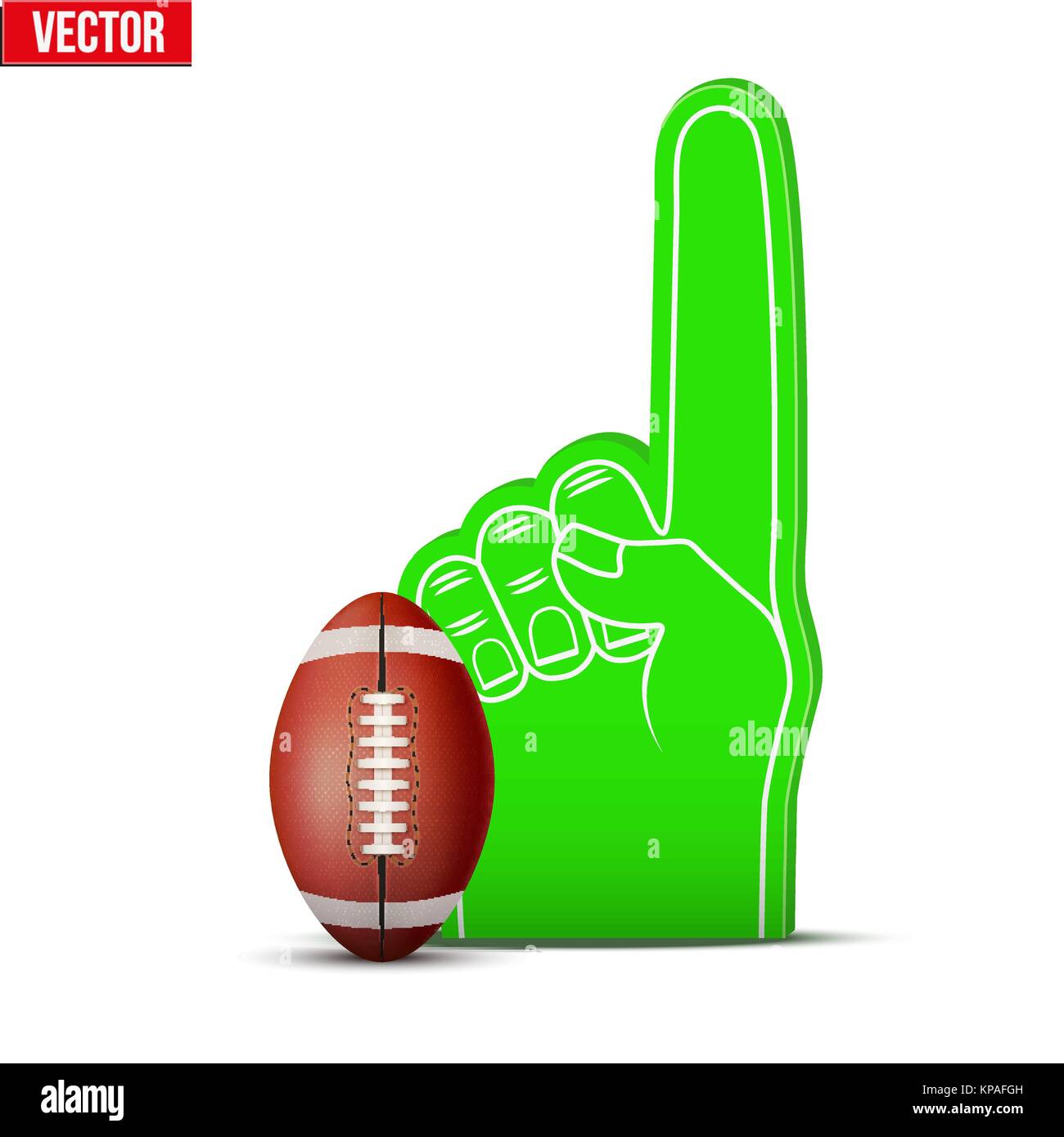 American football Sports Fan Foam Fingers and ball Stock Vector