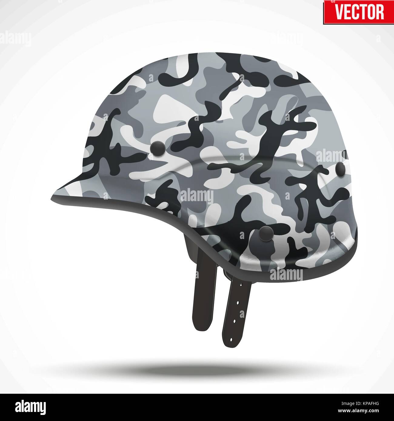 Military modern camouflage helmet. Side view. Stock Vector