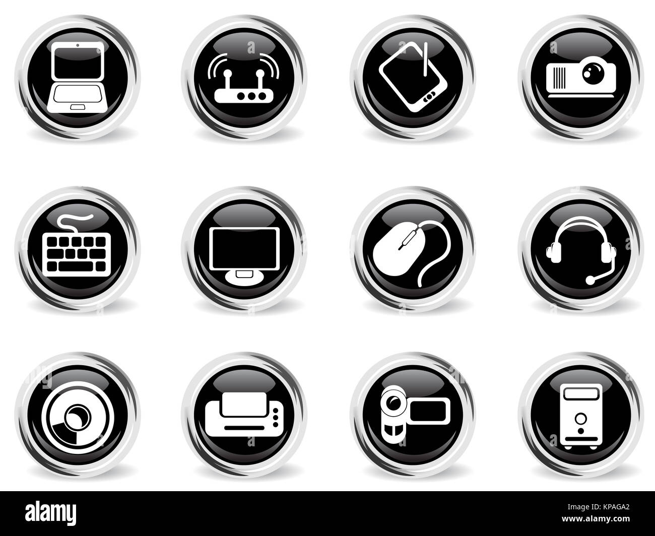Computer equipment simple vector icons Stock Photo - Alamy