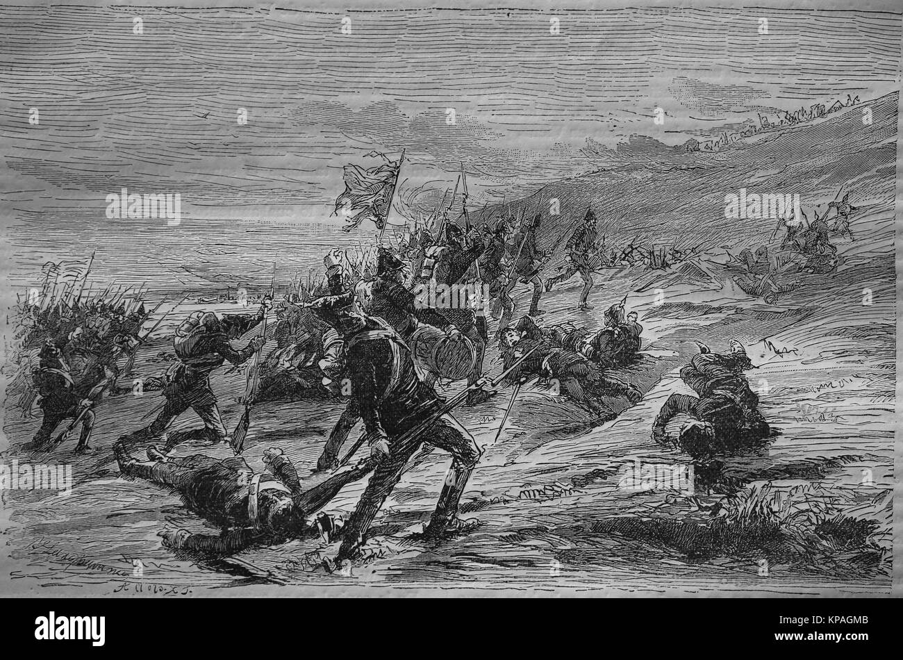 Schleswig-Holstein Question. The First Schleswig War or Three Years' War (1848-1851). Battle at Kolding on April 23, 1849. Stock Photo