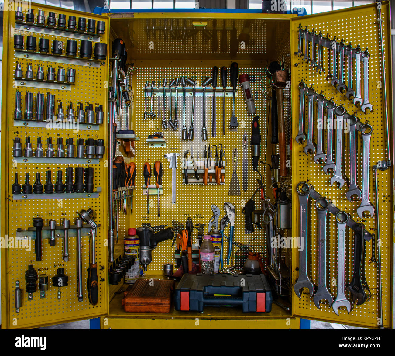 Various type of tools in a toolbox stock photo alamy