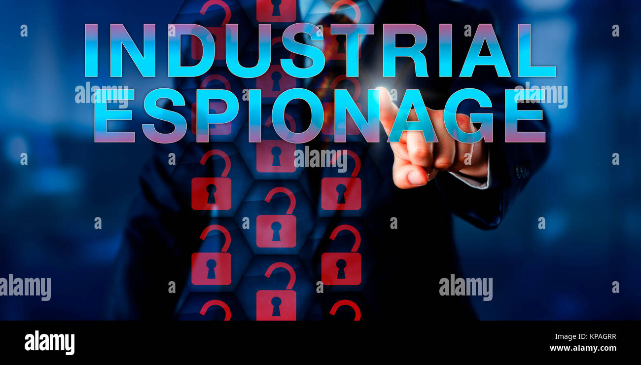 Competitor Pushing INDUSTRIAL ESPIONAGE Stock Photo