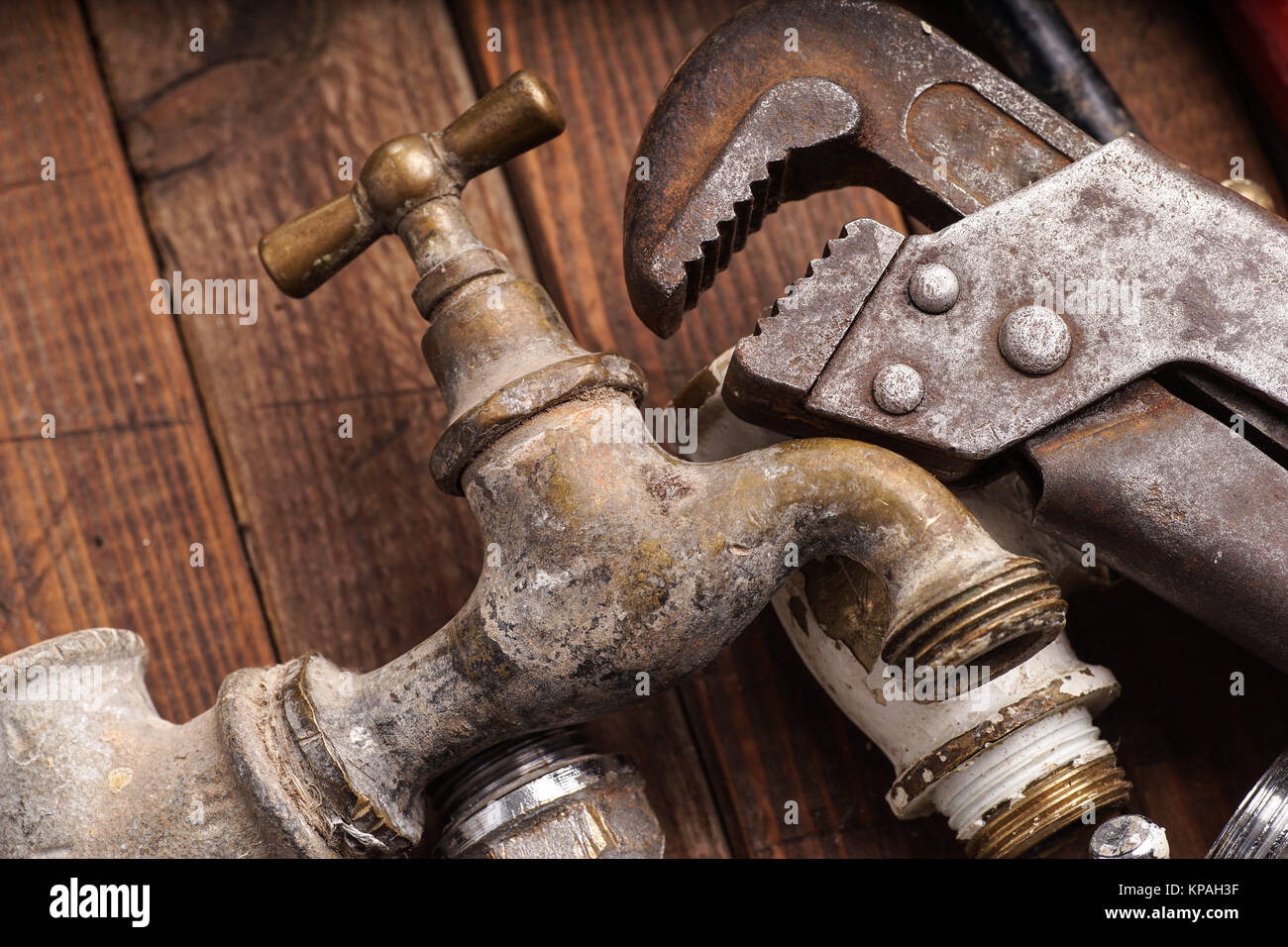 Working tools, plumbing, pipes and faucets Stock Photo Alamy