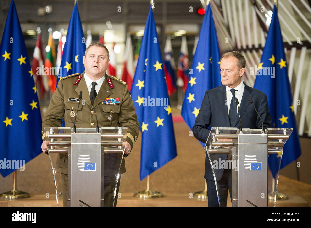 Brussels, Bxl, Belgium. 14th Dec, 2017. Riho Terras Estonian Army
