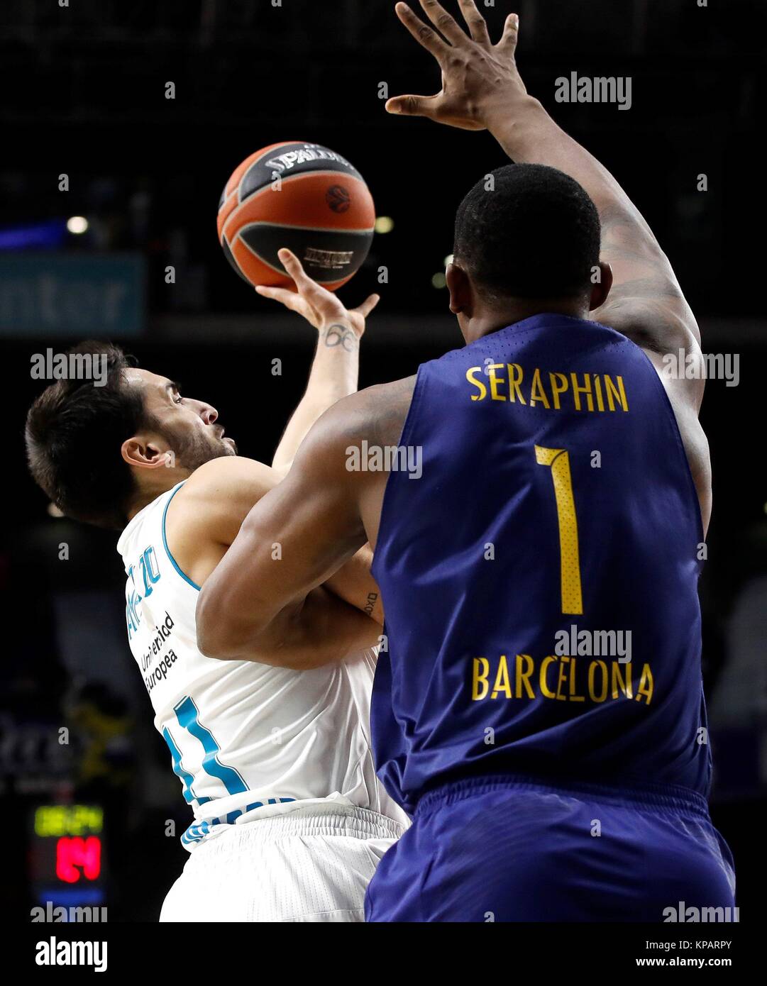 Real Madrid's Facundo Campazzo (L) in action against FC ...