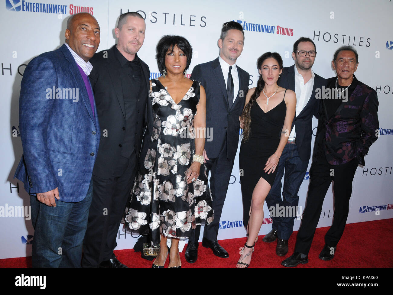 Beverly Hills California Usa 14th December 2017 L R Byron Allen Actor Christian Bale Carolyn Folks Director Scott Cooper Actress Q Orianka Kilcher Rory Cochran And Actor Wes Studi Attend The Los Angeles Premiere