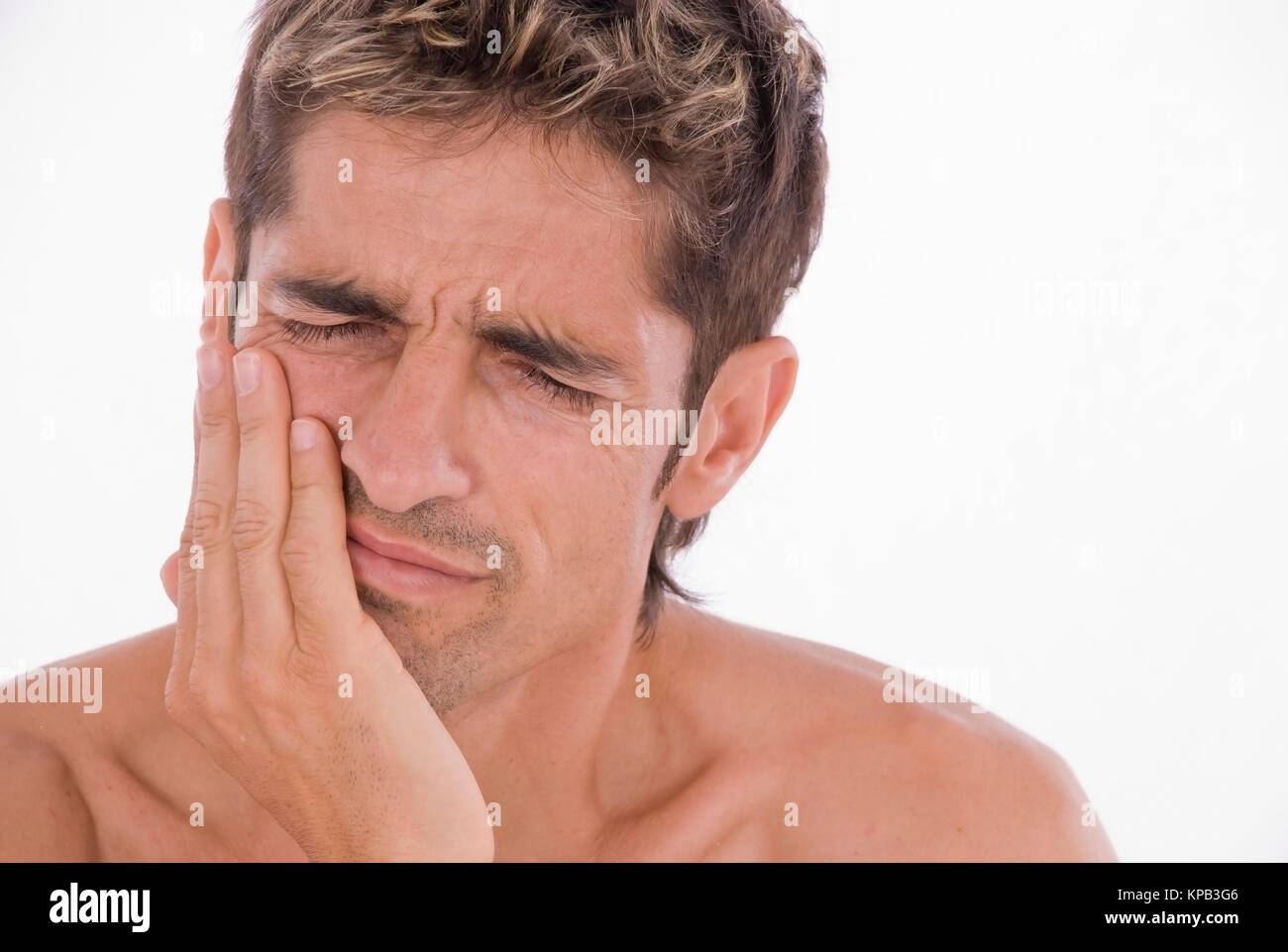 Model release, Mann, 35+, mit Zahnschmerzen - man with toothaches Stock Photo