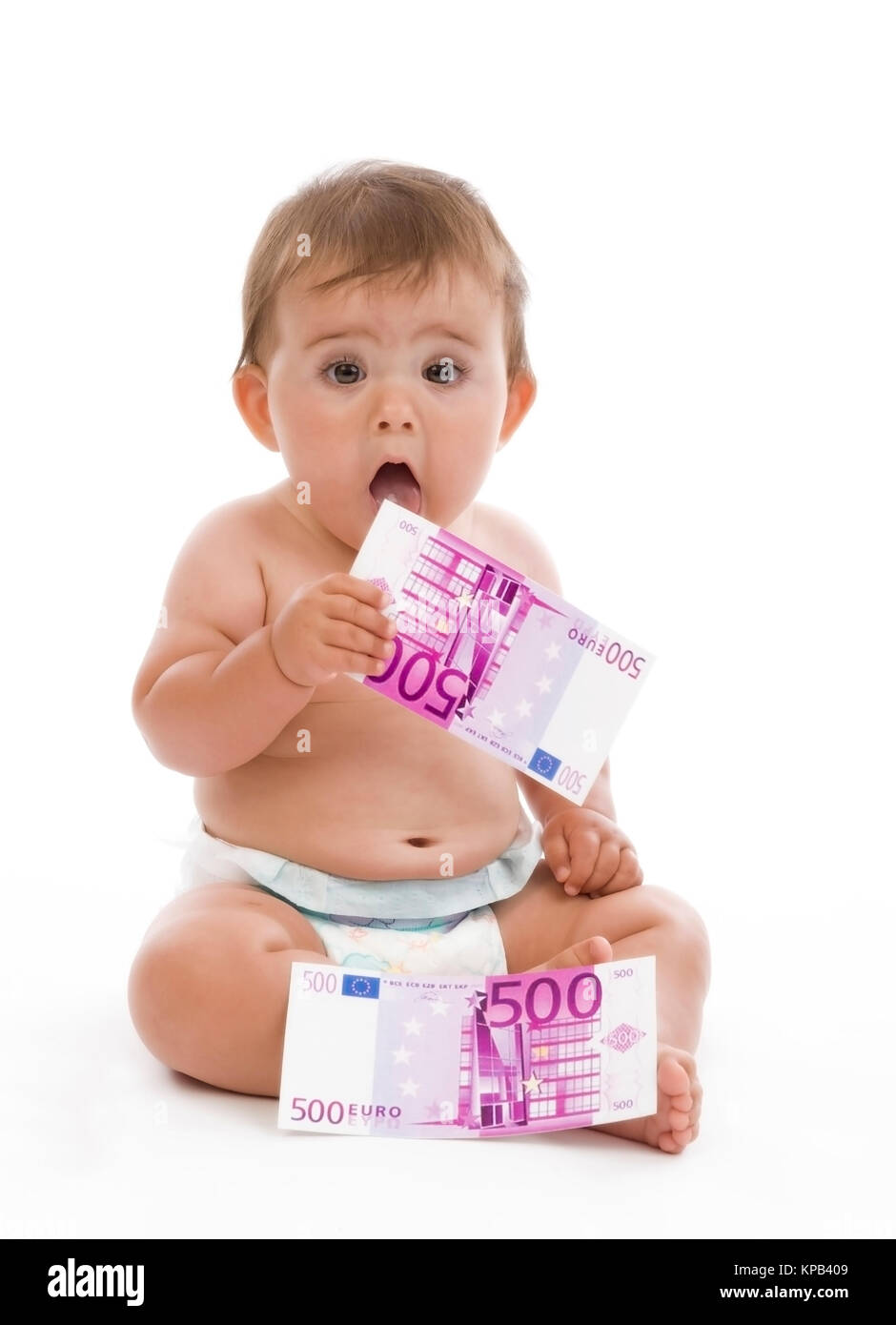 Model release, Kleinkind mit Geldscheinen, Symbolbild Kindergeld - little child with money Stock Photo