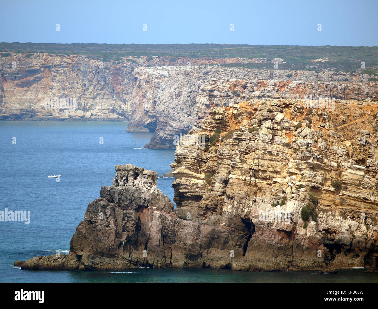 Monumental cliff coast near Cape St  Vincent, Portugal Stock Photo