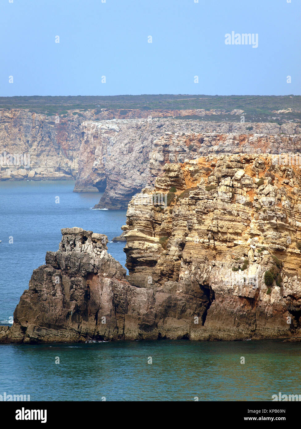 Monumental cliff coast near Cape St  Vincent, Portugal Stock Photo