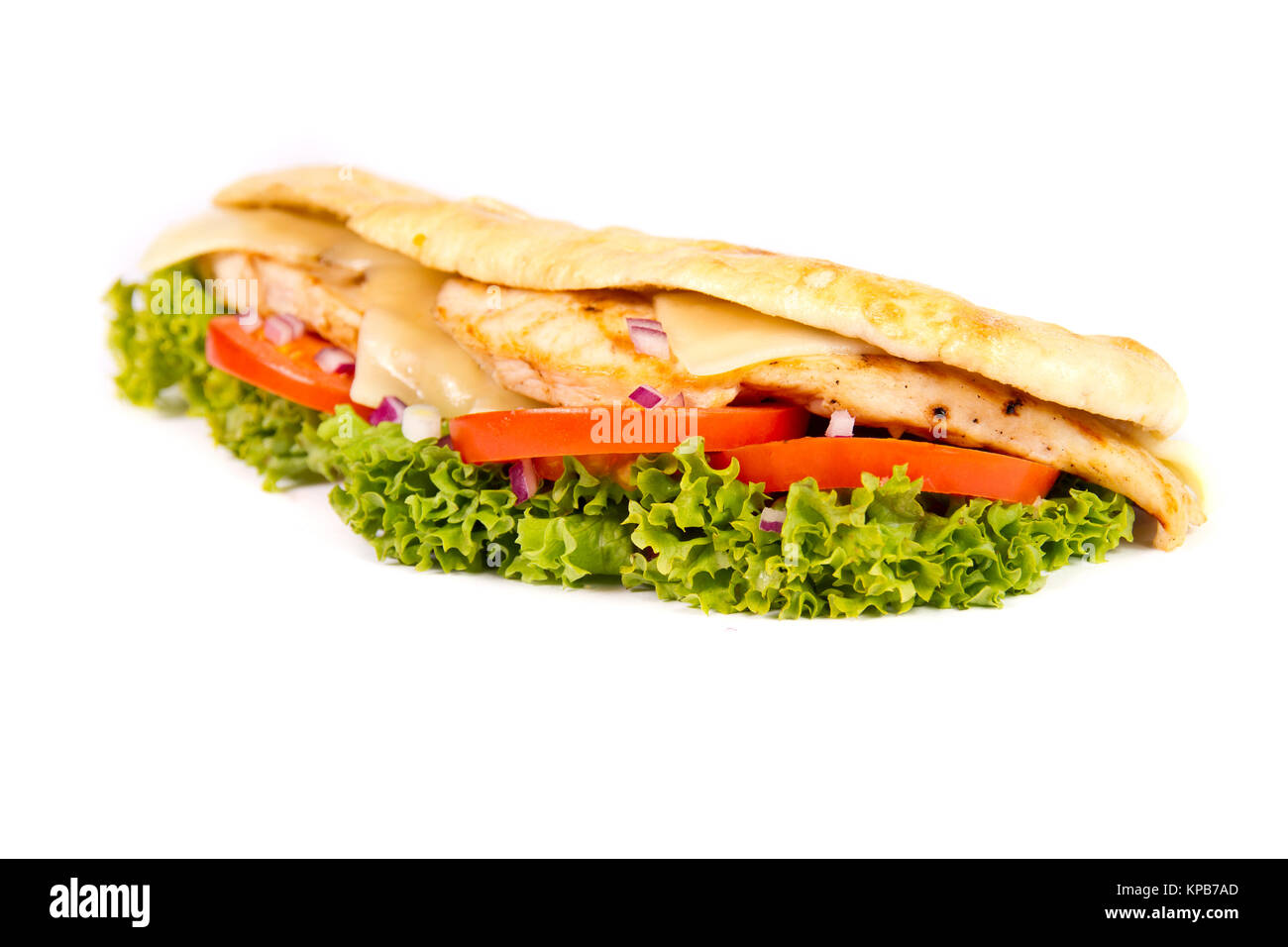 Chicken sub on white background Stock Photo Alamy