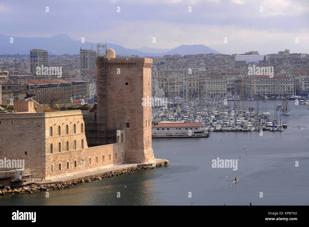 Marseille (France), the fort St Jean and entrance of the Old Port Stock Photo