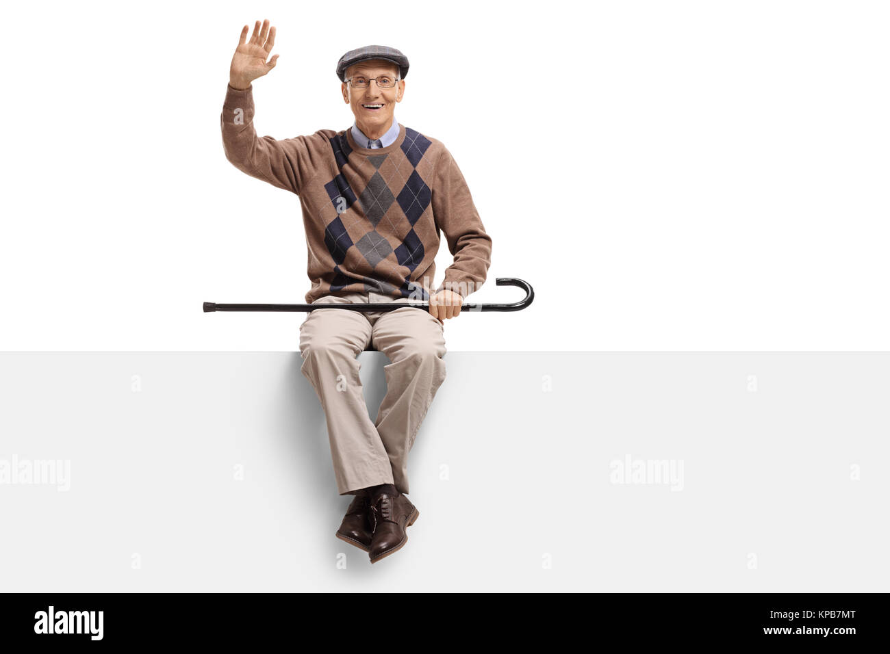 Old man cane smiling gesturing hires stock photography and images Alamy