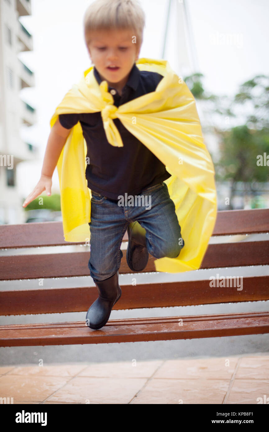 boy disguised as superhero for carnivals Stock Photo