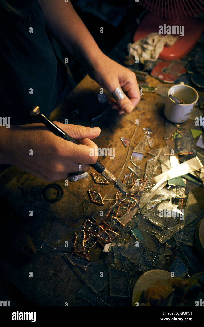 An arts and crafts artist creative workspace Stock Photo