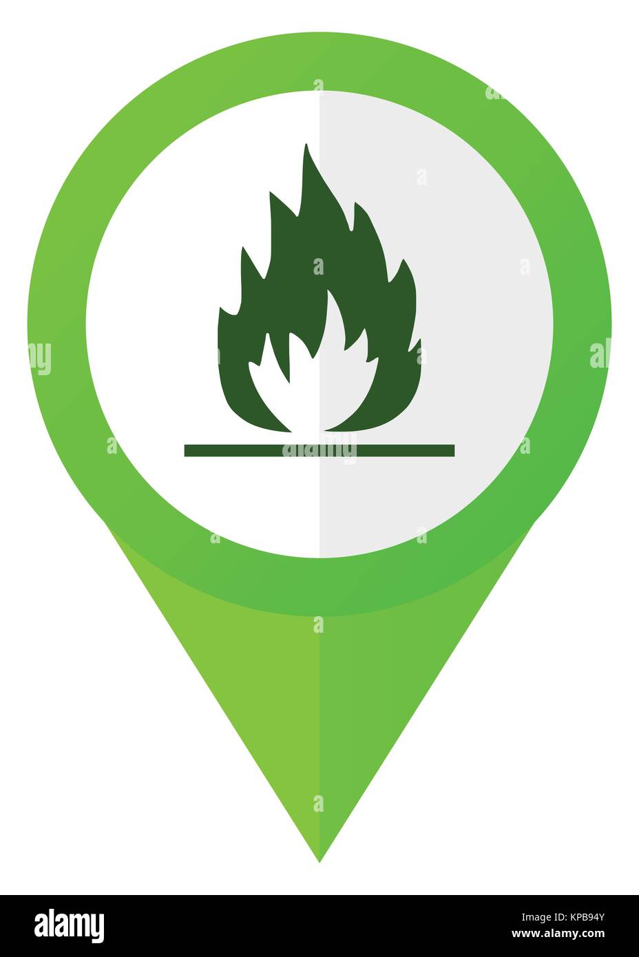 Flame green flat design pointer vector icon isolated on white ...
